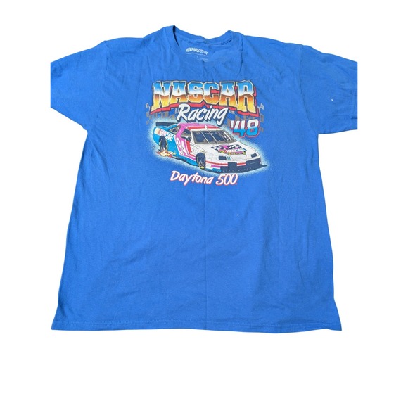Nascar Other - NASCAR Racing Daytona 500 Graphic T-Shirt Blue Mens Large Stock Car 48 Tee A4